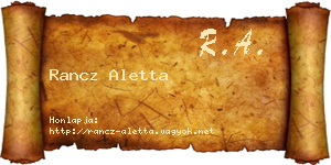 Rancz Aletta névjegykártya